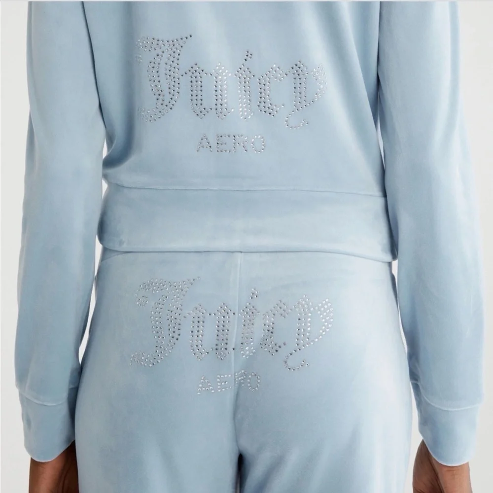 Juicy Couture Bling Velour Full-Zip Hoodie and Velour Pants